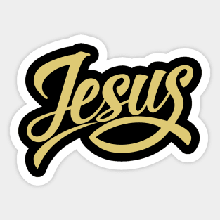 Lettering Jesus with the sign of the fish. Sticker